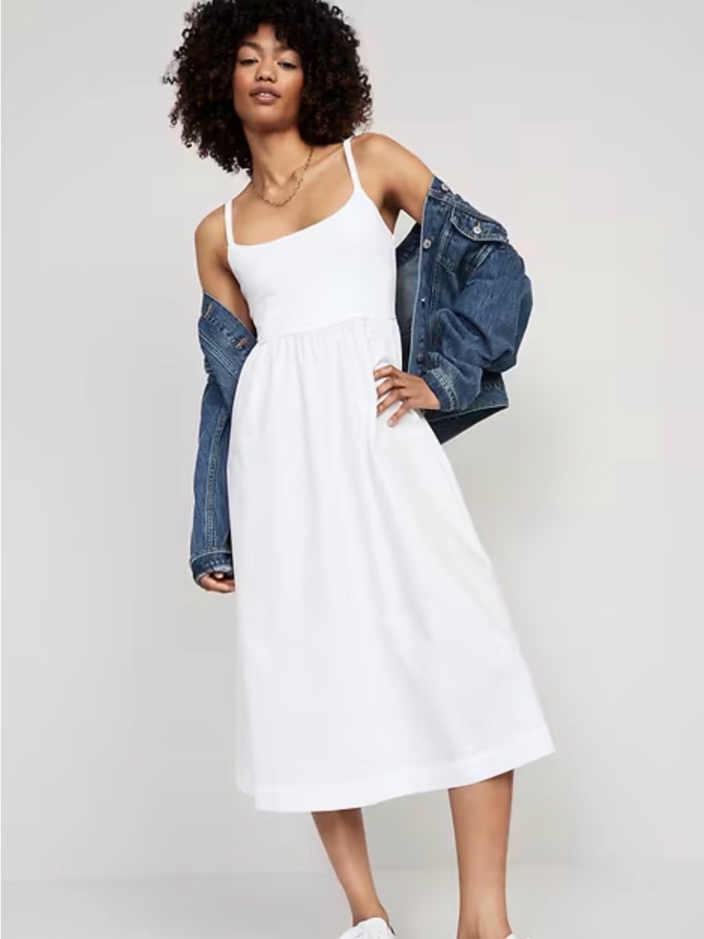 NWOT Classic White Spaghetti-Strap Midi Dress (XS)